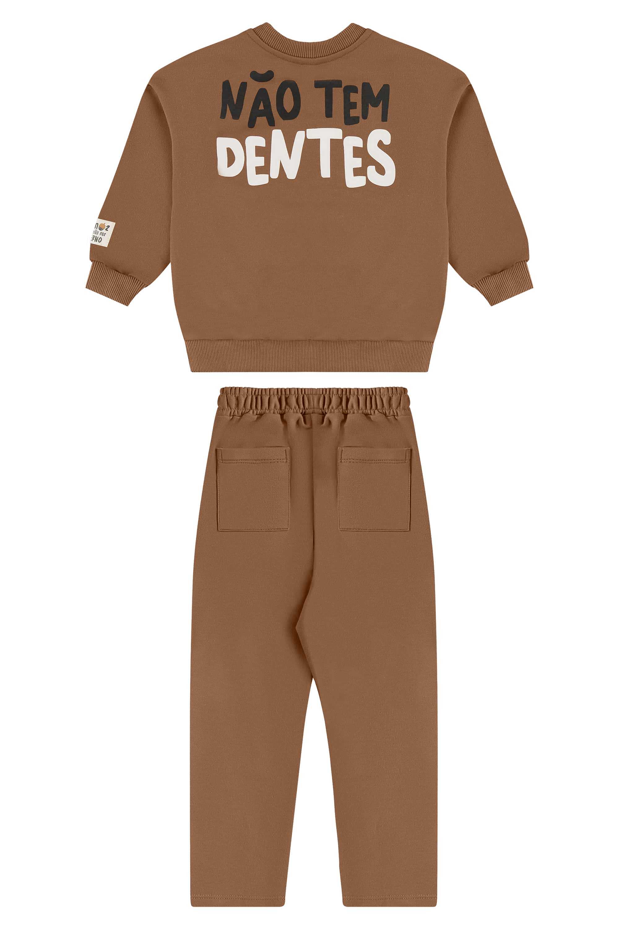 Conjunto Infantil Masculino com Blusão e Calça Nozes (Marrom) Três e Já - Imagem 30